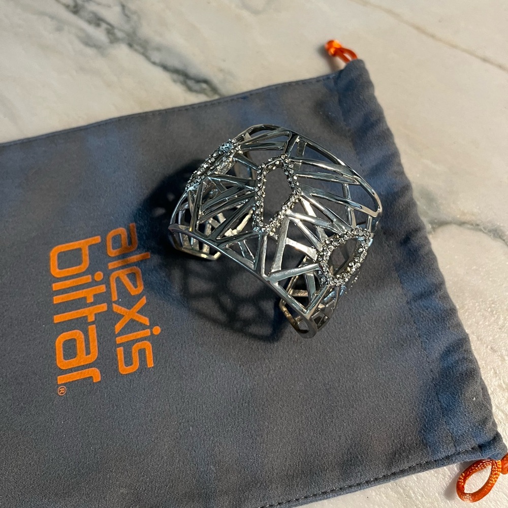 Alexis Bittar Silver Crystal Cutout Cuff Bracelet